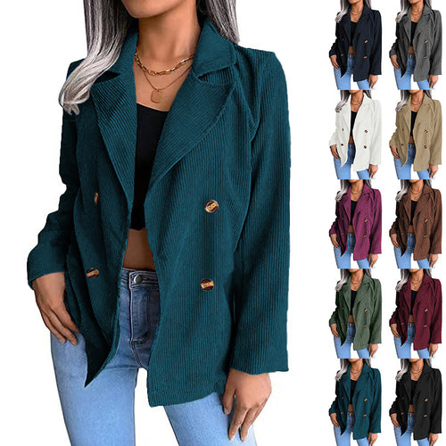 Corduroy jacket for women with double-breasted fastening and modern cut Amarae