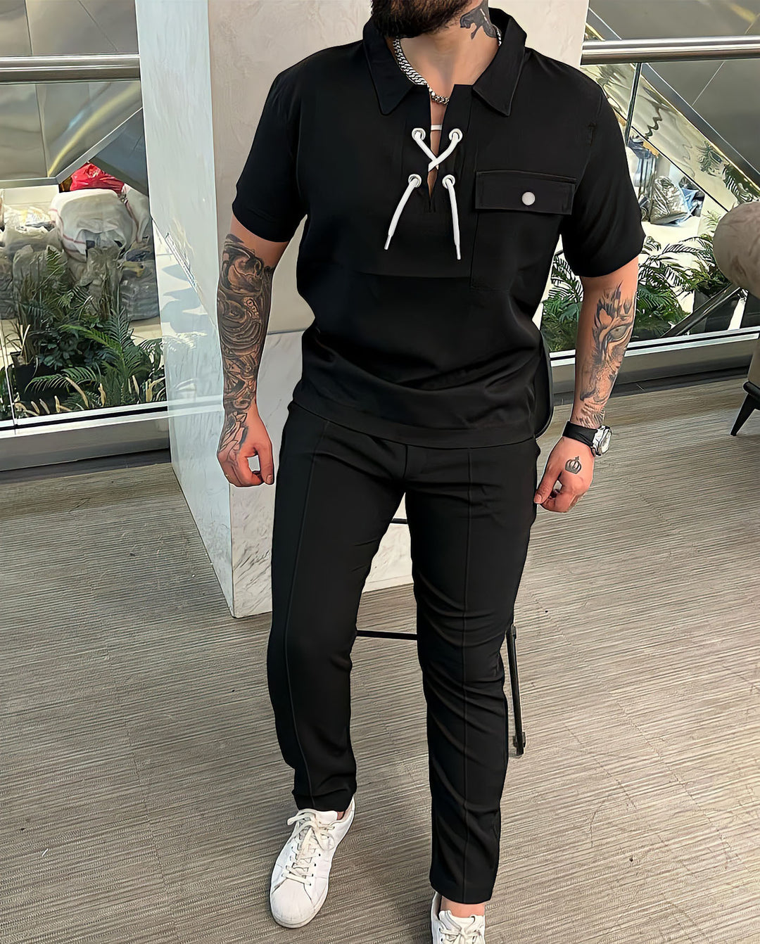 Stylish men's outfit with drawstring details Amarae