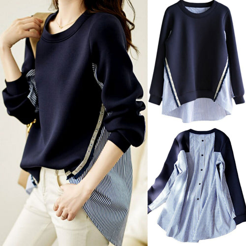 Casual women's sweatshirt with a unique layered design and contrasting details Amarae