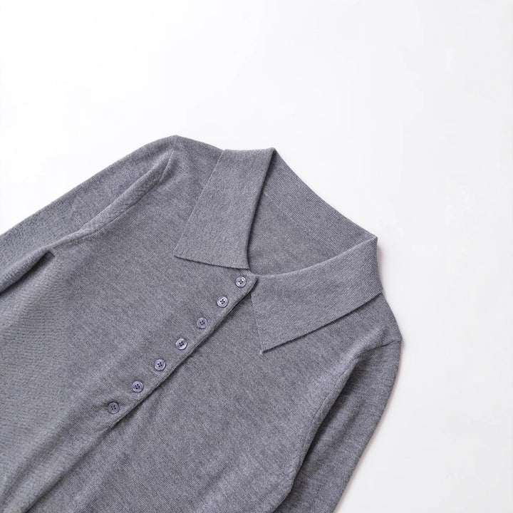 Ladies long sleeve polo with button placket and classic collar Lune London