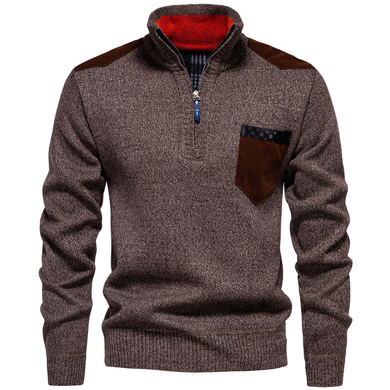 Men's high collar pullover with contrasting details and practical pockets Lune London