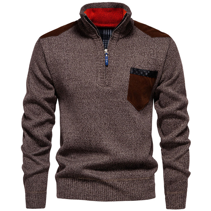 Men's high collar pullover with contrasting details and practical pockets Lune London