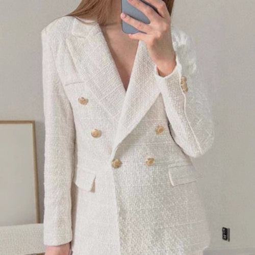 Tweed blazer jacket for women with double-breasted buttons and elegant cut Amarae