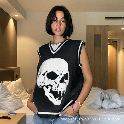Sustainable knit sweater for women with skull pattern Amarae