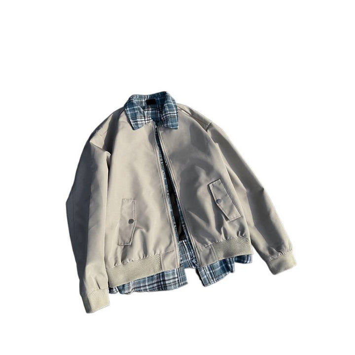 Trendy bomber jacket for men with a high collar in plaid Lune London