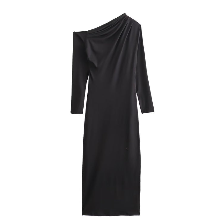 Women's Asymmetric One-Shoulder Maxi Dress with Long Sleeve Amarae