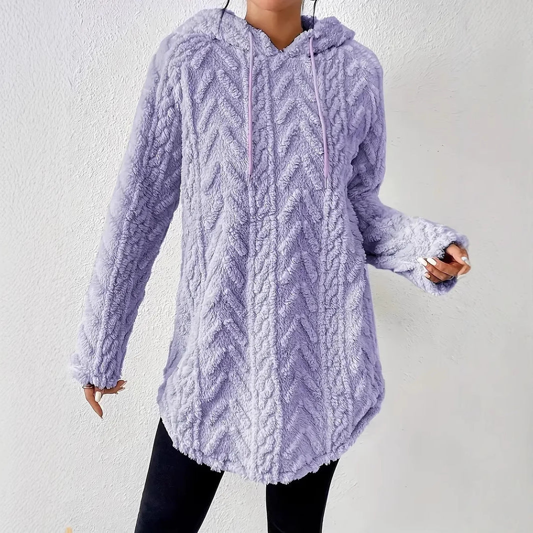 Veste à capuche en polaire confortable pour femme avec design en rib texturé Chic & Stil