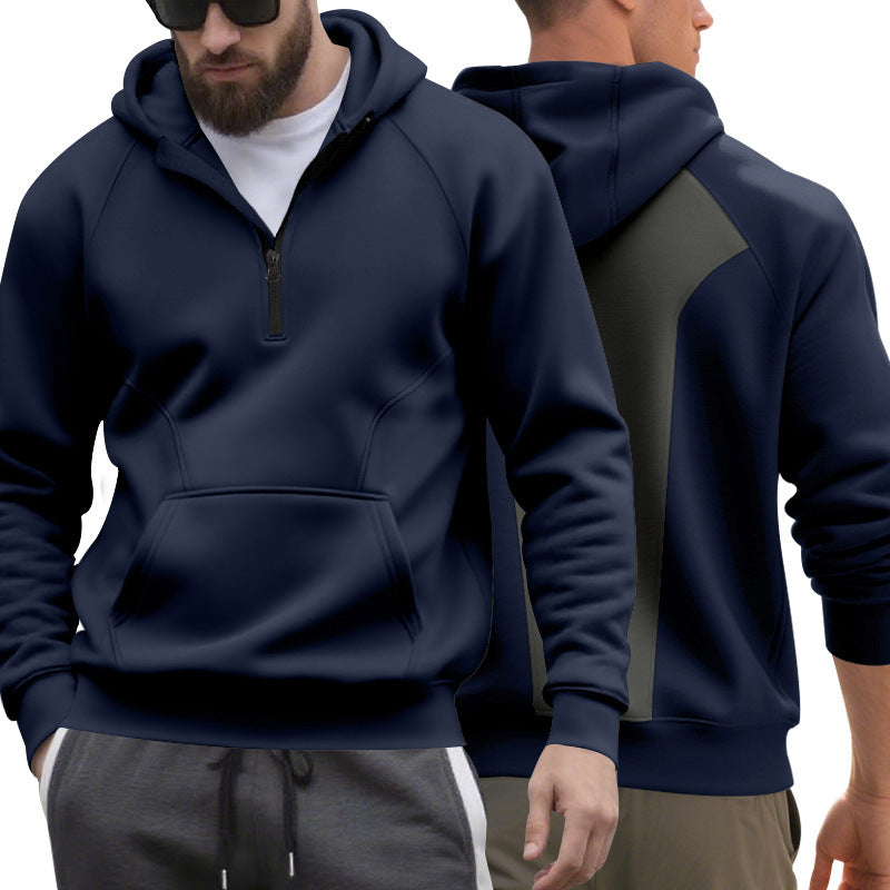 Men's sporty hoodie with short zip opening and kangaroo pocket Lune London