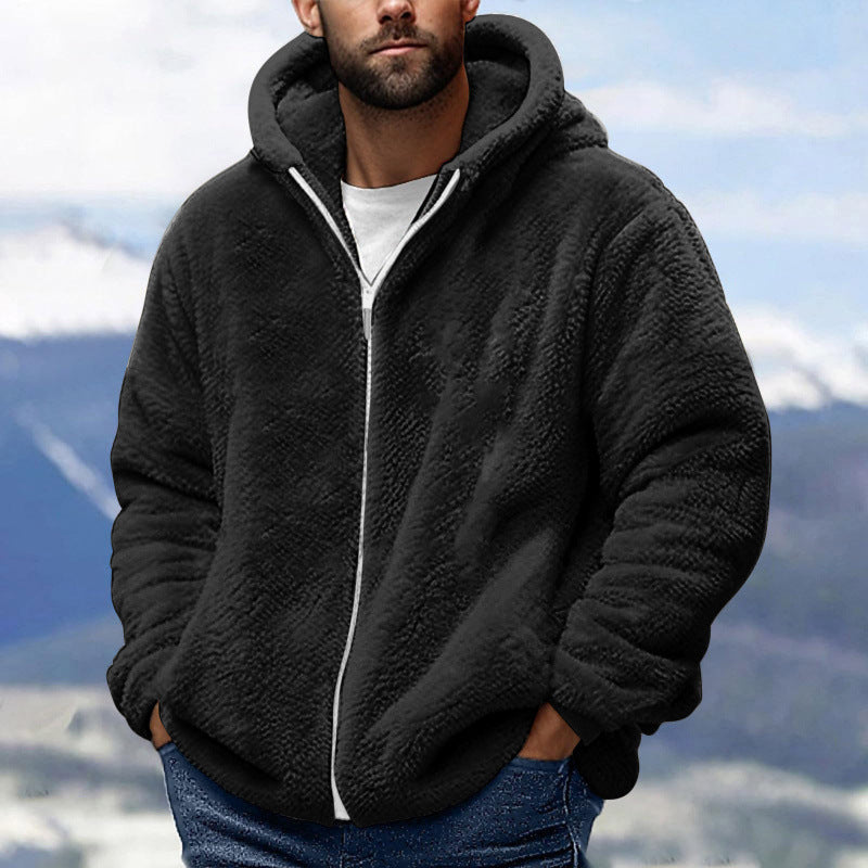 Men's Cozy Teddy Fleece Zip-Up Hoodie with Oversized Fit Amarae