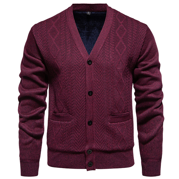 Men's classic cardigan with structured design and practical pockets Lune London