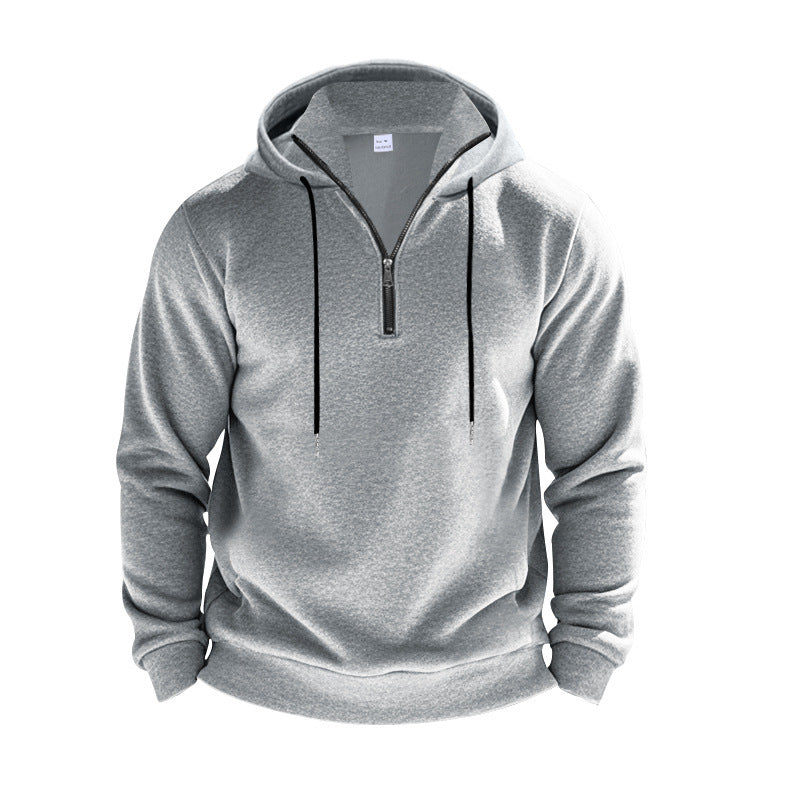 Men's hooded sweatshirt with half zipper and internal drawstring Lune London