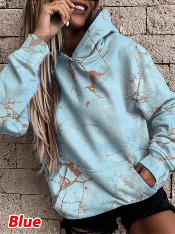 Women's hoodie with stylish marble pattern Lune London
