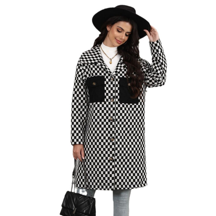 Plaid overshirt jacket for women with pockets and button detail Lune London