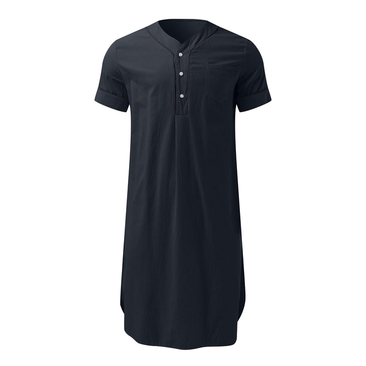 Short dress with short sleeves for women featuring a modern high collar and a practical button placket Lune London
