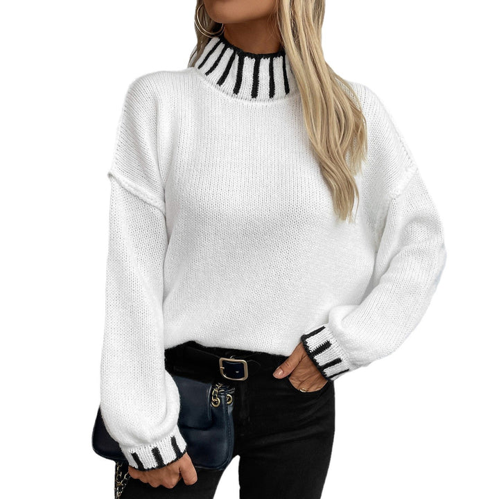 Women's sweater with high neck and contrasting cuffs Lune London