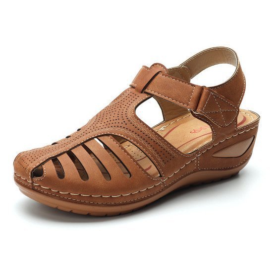 Ladies comfort wedge strap sandals Lune London