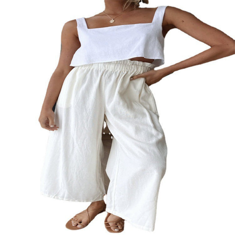 High-waisted palazzo pants for women with elastic waist and side pockets Lune London
