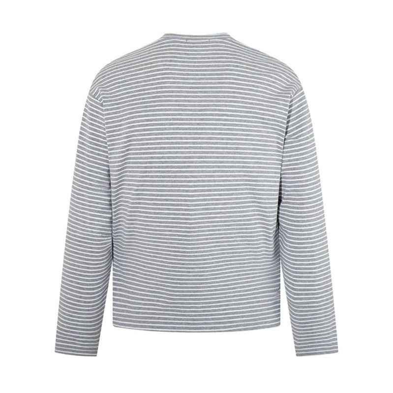 Men's Striped Long Sleeve in Relaxed Fit with Vintage Graphic Print Amarae