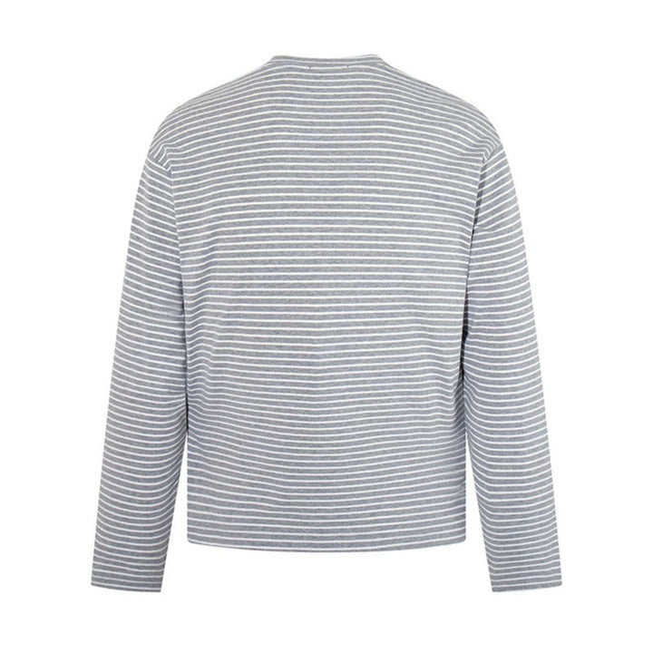 Men's Striped Long Sleeve in Relaxed Fit with Vintage Graphic Print Amarae