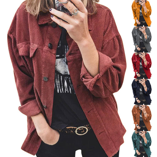 Trendy corduroy jacket for women with practical patch pockets and a relaxed fit Amarae