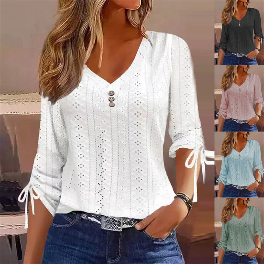 V-neck blouse for women with gathered detail Amarae