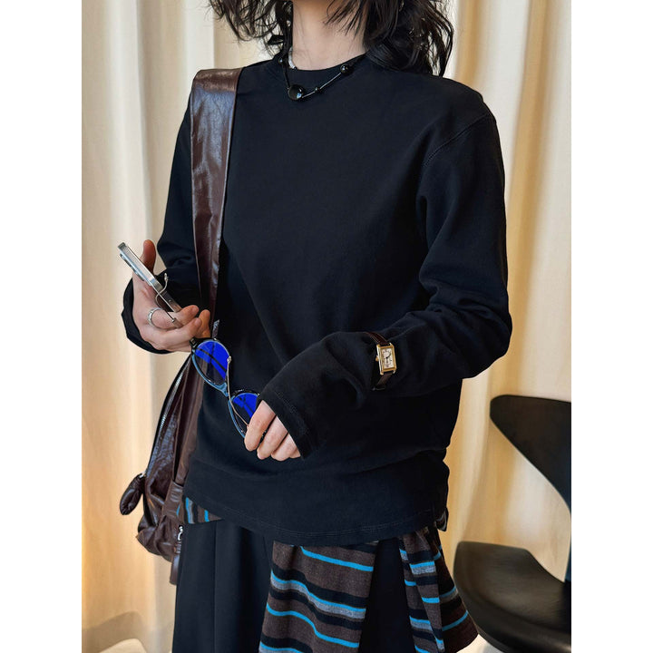 Women's Casual Boxy Sweatshirt made of heavy cotton jersey with clean round neck Amarae