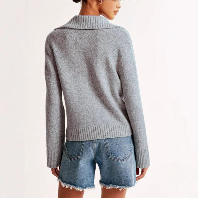 Pull femme avec large col et texture de poignet côtelé Chic & Stil