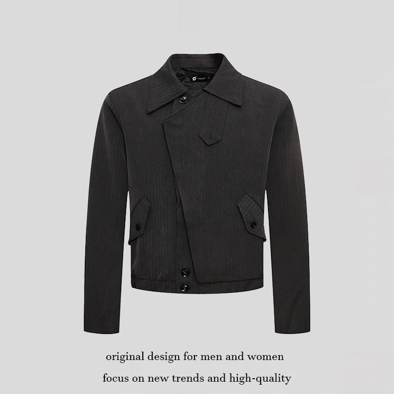 Men's short asymmetric twill blouson with concealed button placket Amarae