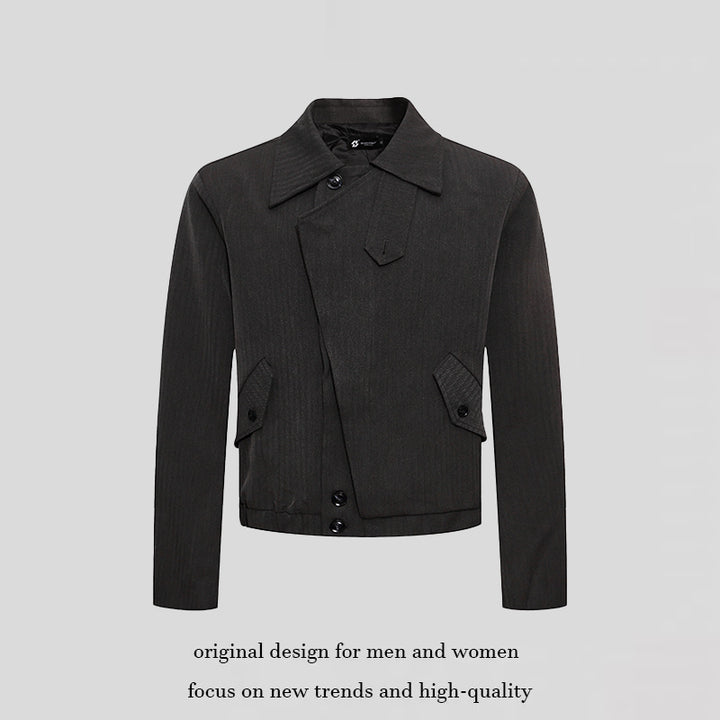 Men's short asymmetric twill blouson with concealed button placket Amarae