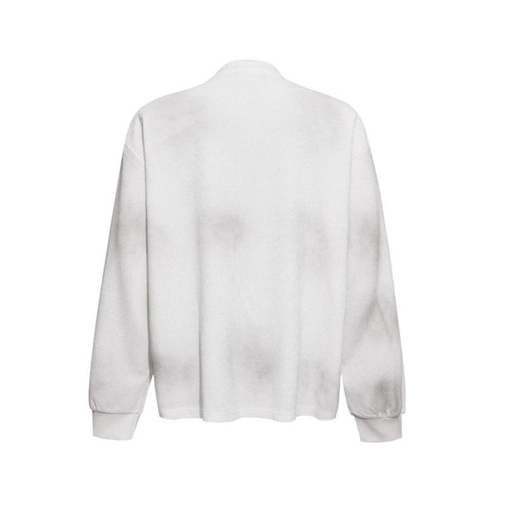 Women’s Oversized Sweatshirt with Waffle Texture, Round Neck and Ruins Sketch Print Amarae