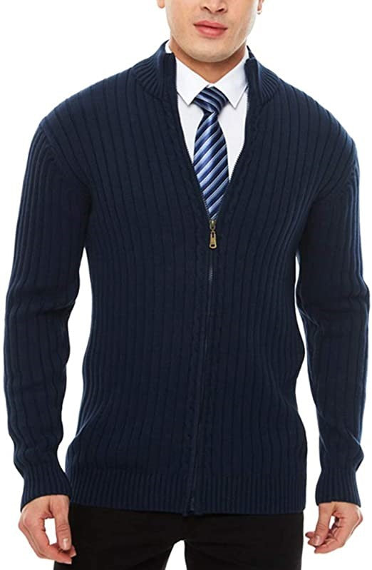 Men's knit jacket with modern zip closure details and a fine ribbed pattern Lune London