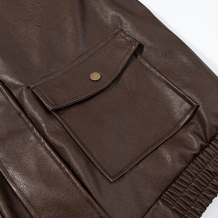 Veste en faux cuir pour femmes avec poches latérales pratiques Chic & Stil