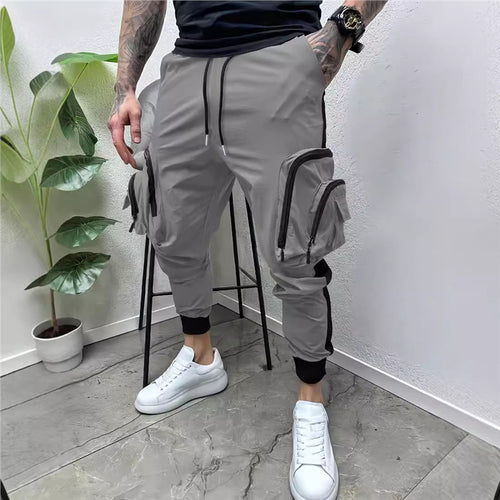 Men's cargo joggers with multifunctional zipped pockets and elastic waistband Amarae