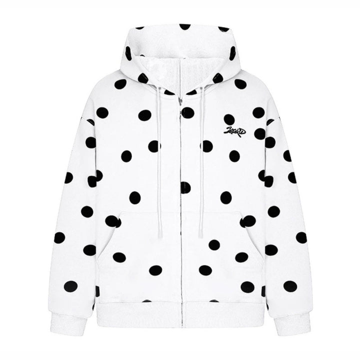 Women's hooded sweat jacket with full zip, oversized cut and polka dot print Amarae