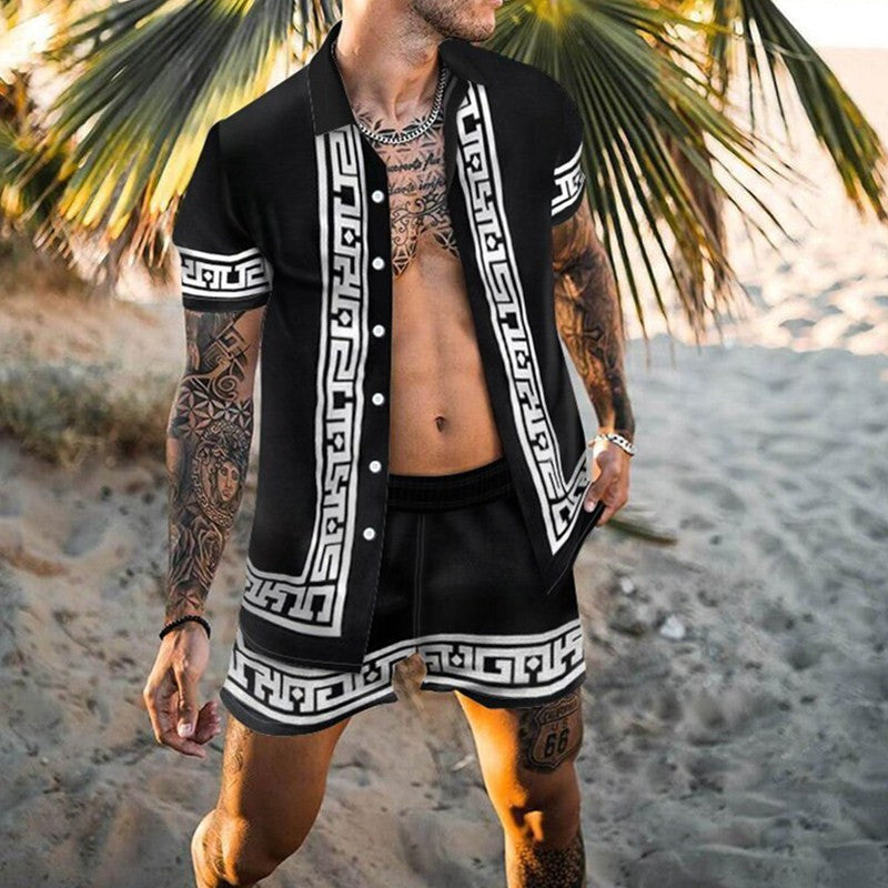 Men's Floral Print Short Sleeve Holiday Set Amarae