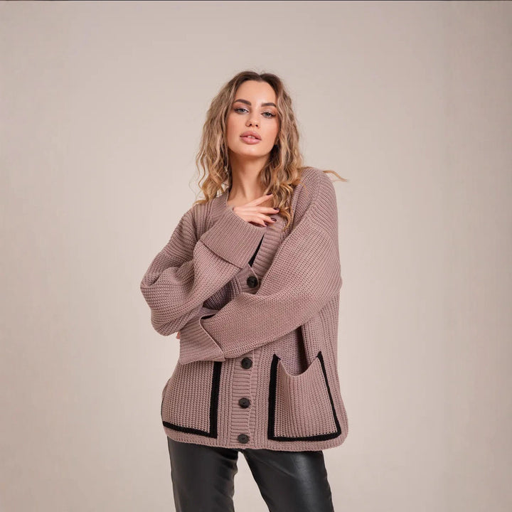 Knitted vest for women with contrasting button details and a structured design Lune London