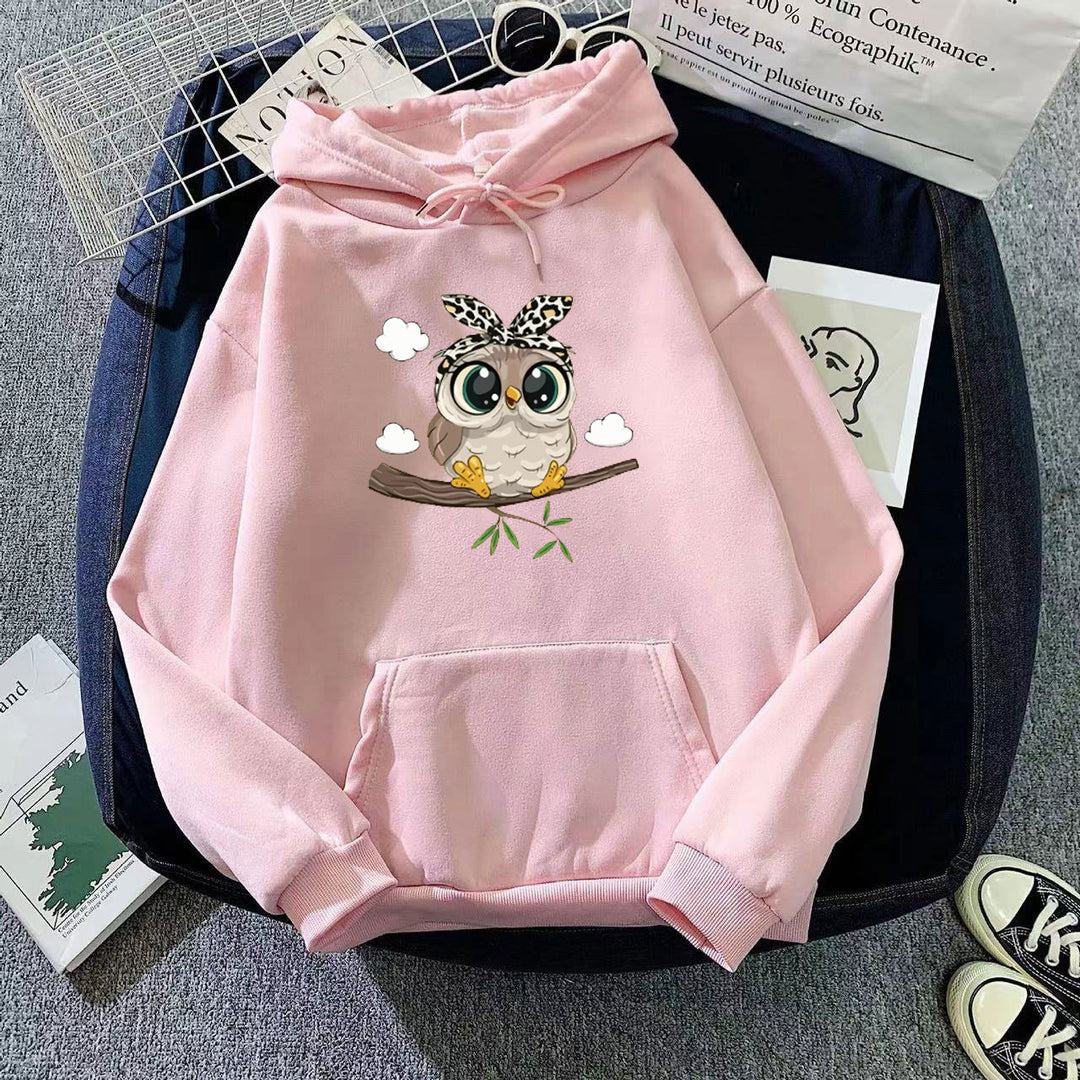 Women's hooded sweatshirt with cute owl motif Chic & Stil