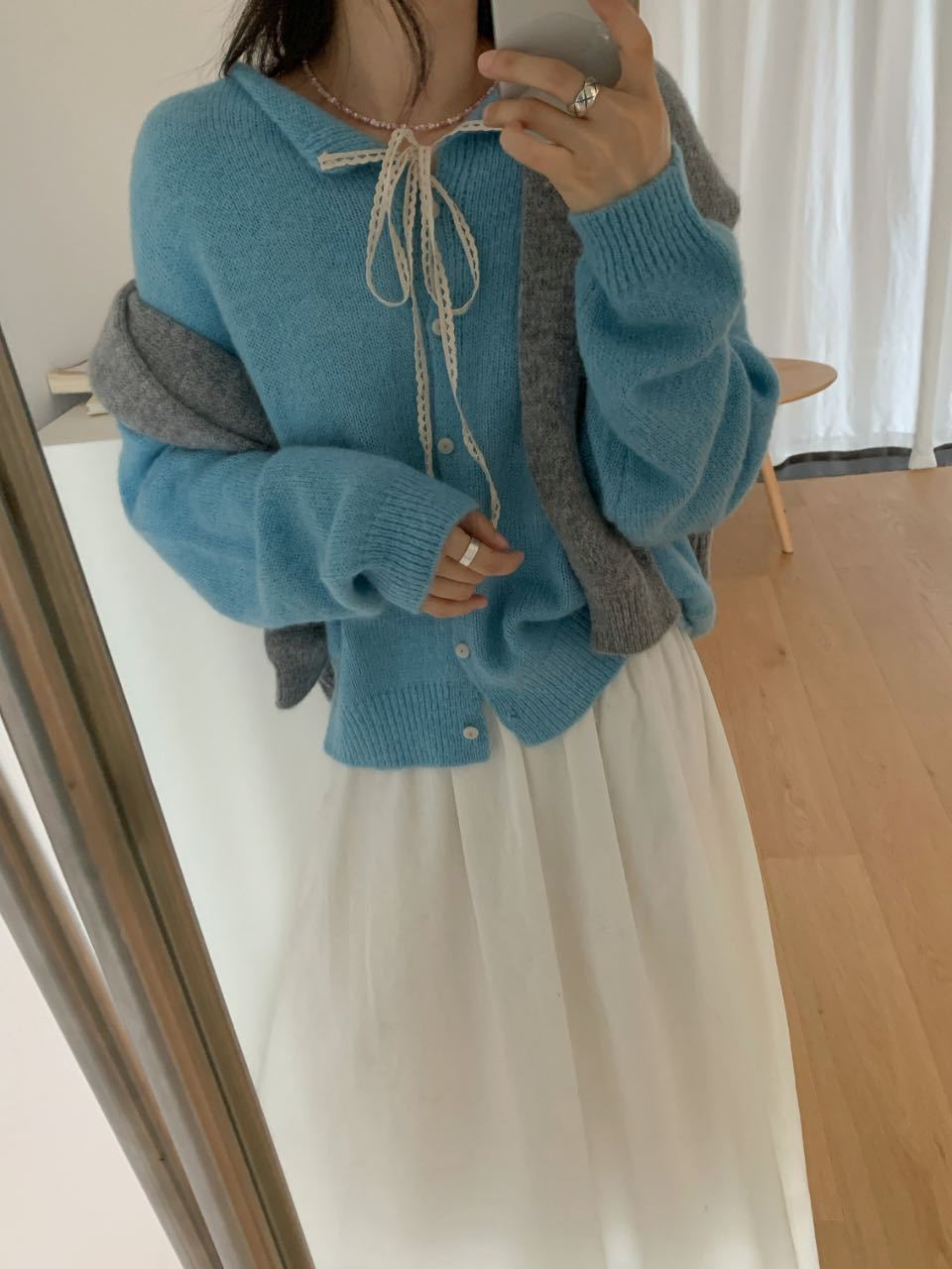 Casual knitted cardigan for women with drawstring and fine texture Lune London