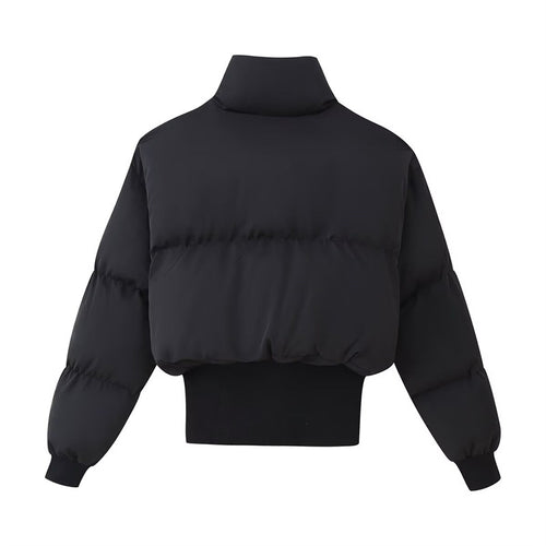 Cropped quilted jacket for women with high collar and adjustable hem Amarae