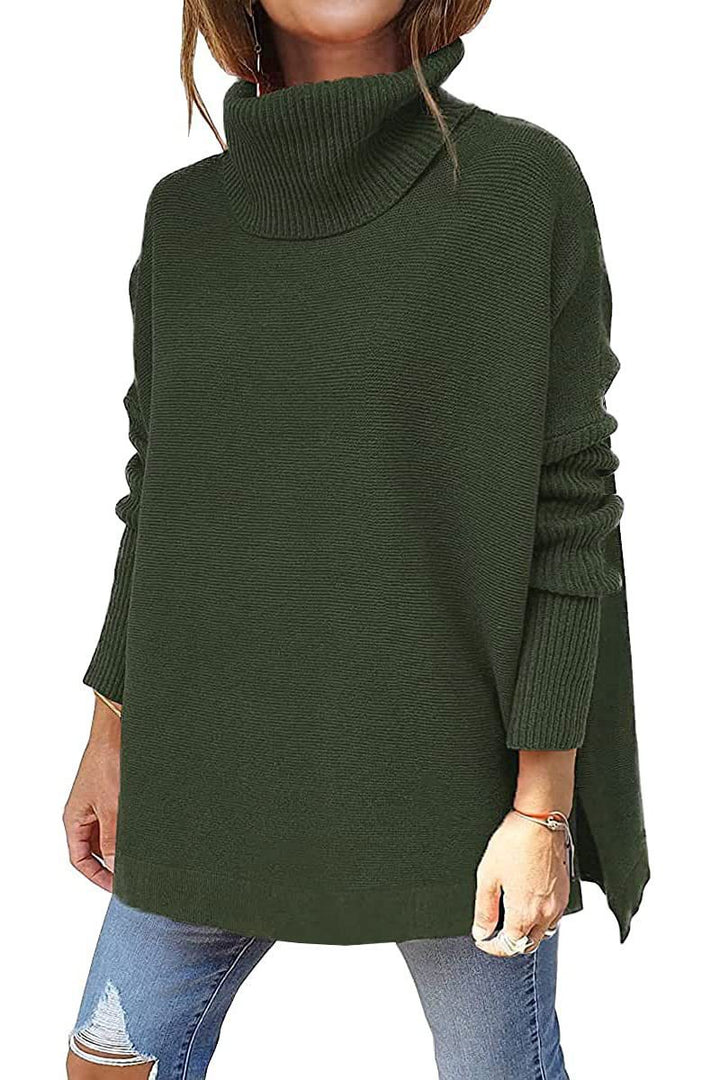 Oversized sweater for women with high collar and knit texture Lune London