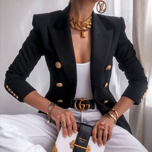 Women's jacket with double-breasted buttons and gold details Amarae