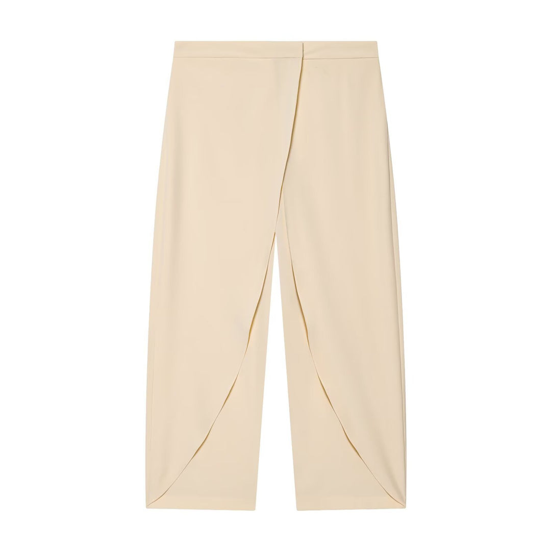 Women's Cropped Palazzo Pants with Tulip Overlap and High Waist Amarae