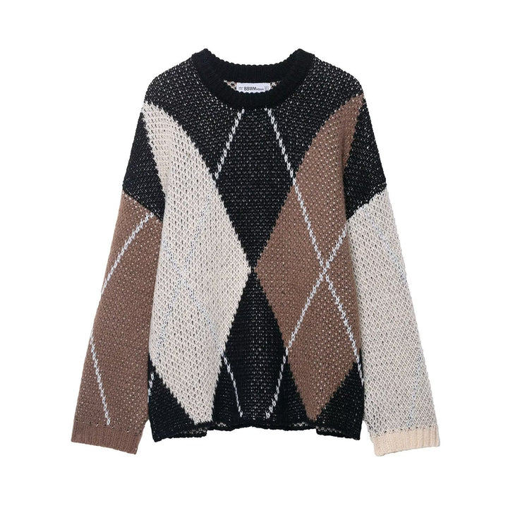 Pull tricot féminin avec motif diamant moderne Chic & Stil