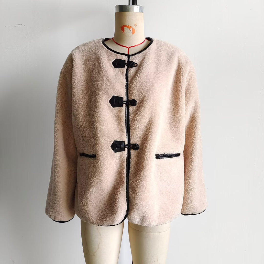 Ladies Soft Plush Clothing with Button Closure and Practical Pockets Lune London