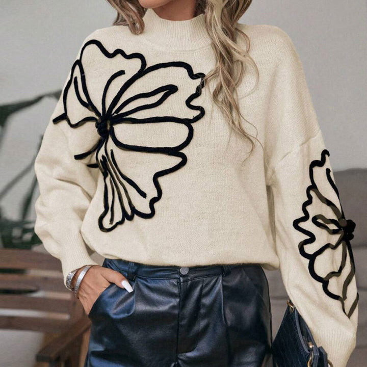 Pull en tricot pour femmes avec design floral 3D Chic & Stil