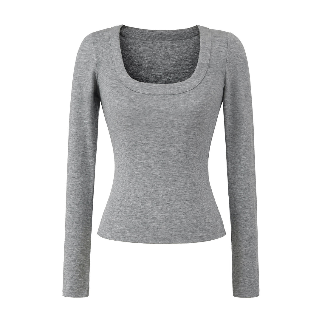 Women’s long sleeve top with deep round neckline Lune London