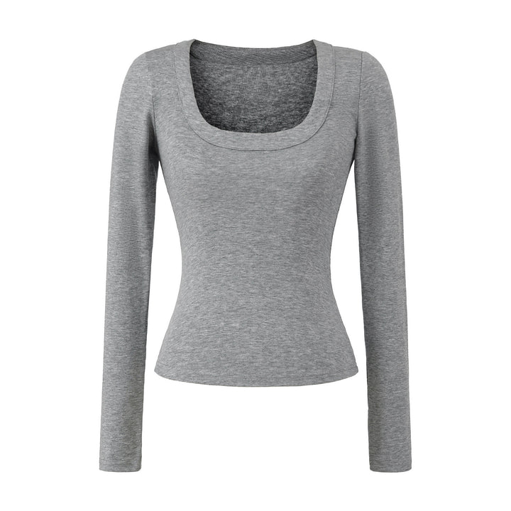 Women’s long sleeve top with deep round neckline Lune London