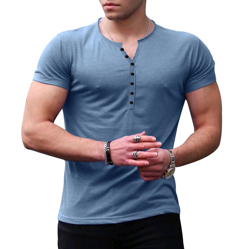Men's Short Sleeve Henley Shirt with Button Placket and Fitted Cut Lune London