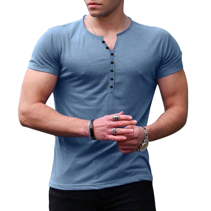 Men's Short Sleeve Henley Shirt with Button Placket and Fitted Cut Lune London