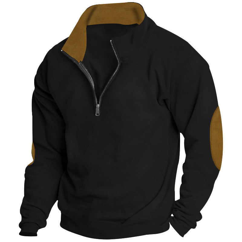 Modern men's sweatshirt with half-zip and textured design Amarae